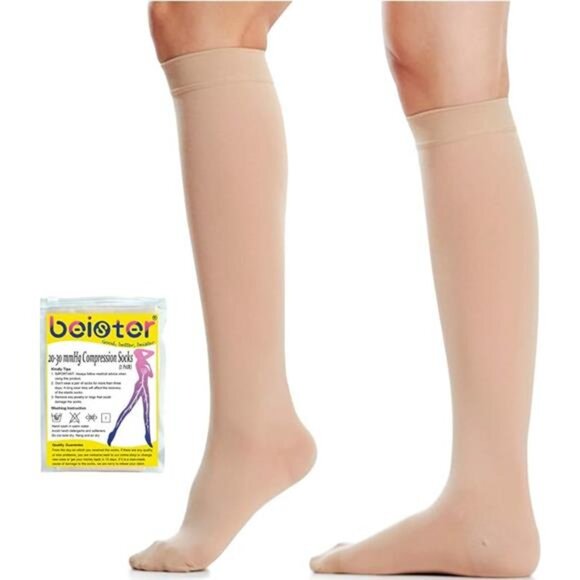 Closed Toe Knee High Calf Compression Socks for Women & Men, Firm 20-30 mmHg - Picture 7 of 16